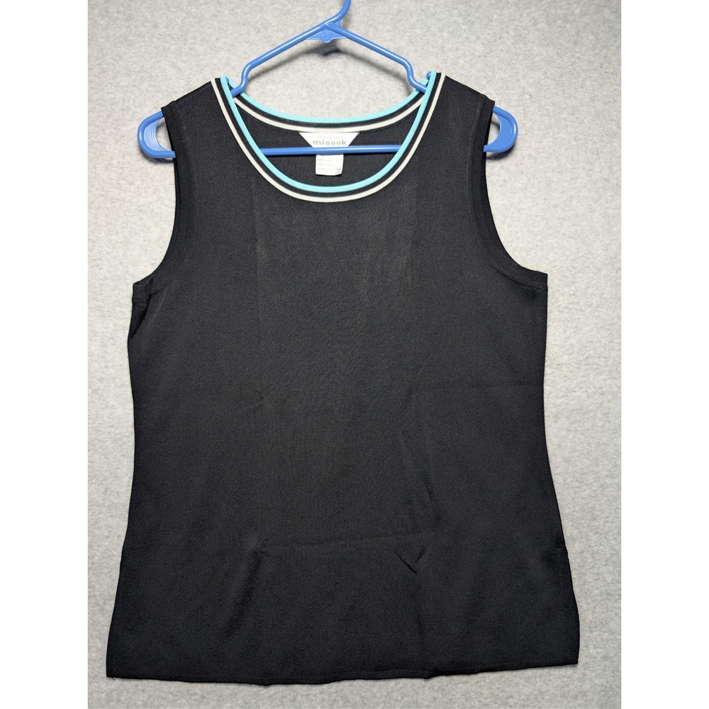 Misook Womens Medium Knit Shell Tank Top‎ Black Sleeveless Office Wear Corporate